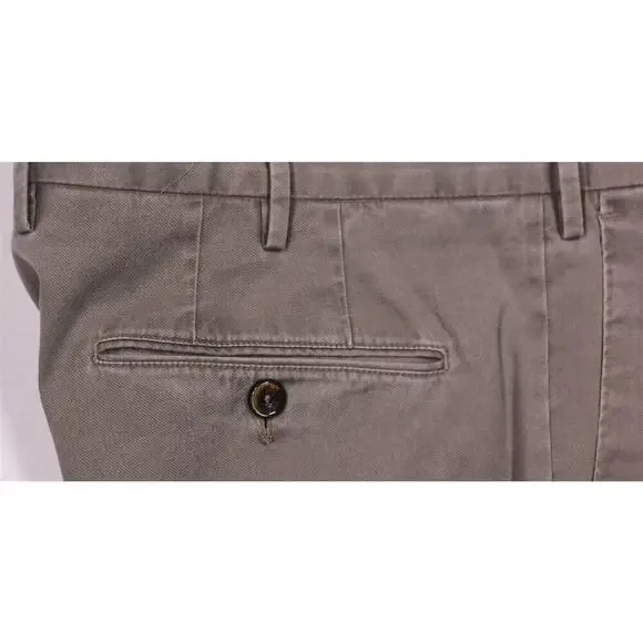 PT Torino Khaki Tan Flat Front Slim Fit Stretch Cotton Chino Pants 34x28 - Picture 3 of 9